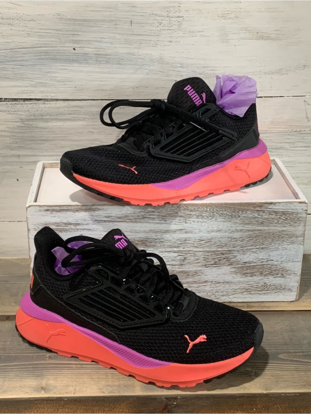 Puma Kids Black Coral Purple Running Sneakers